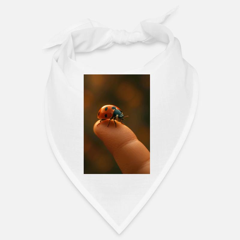 Fingertip with ladybug in macro Bandana