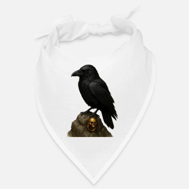 Corbeau sur roche et crâne doré Bandana
