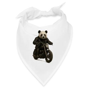 Leder-Panda-Biker auf Motorrad - Bandana - Weiß - Vorne