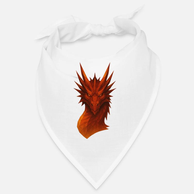 Flammender Lowpoly Drache - Bandana - Weiß
