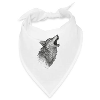Geometrischer Wolfkopf im Heulen - Bandana - Weiß - Vorne