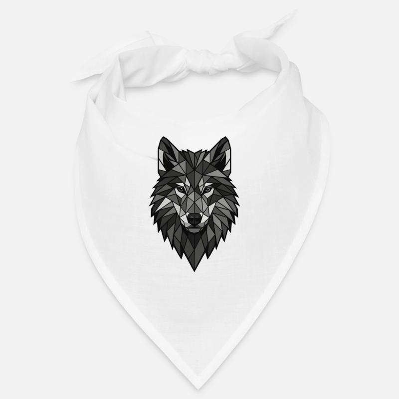 Geometrischer Wolfenkopf Grau Bandana