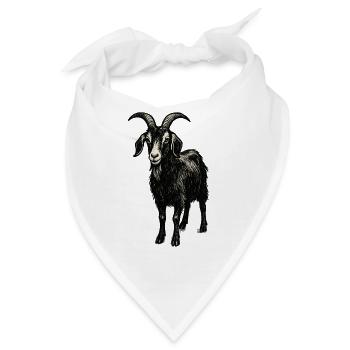 Dunkler Ziegenbock – Mystisches Tiermotiv - Bandana - Weiß - Vorne
