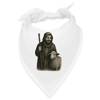Der gute Hirte – Zeitlose Vintage Illustration - Bandana - Weiß - Vorne
