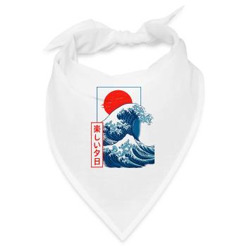Japanische Welle Rote Sonne - Bandana - Weiß - Vorne