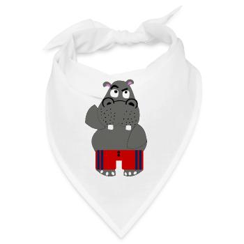 Lustiges Nilpferd im roten Badeanzug - Bandana - Weiß - Vorne