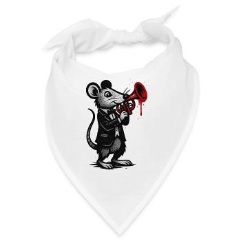 Ratte im Anzug mit roter Trompete - Bandana - Weiß - Vorne