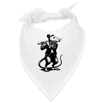Ratte mit Flöte im Smoking - Bandana - Weiß - Vorne