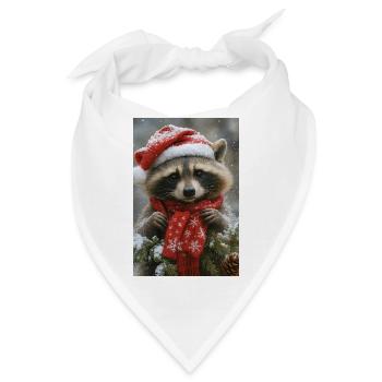 Gemütlicher Waschbär in Winter Reds - Bandana - Weiß - Vorne