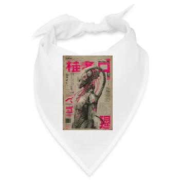 Neon-Mecha unter rosa japanischen Nachrichten - Bandana - Weiß - Vorne