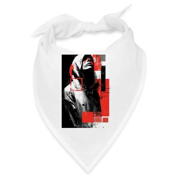 Glitchgesicht im Rotglanz - Bandana - Weiß - Vorne