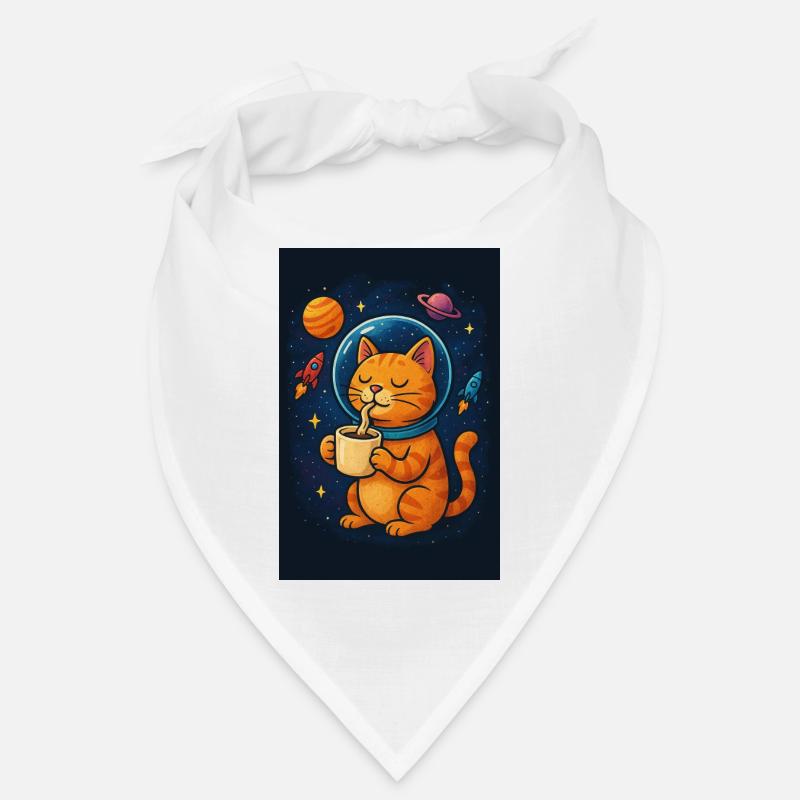 Cat in spacesuit drinking coffee Bandana