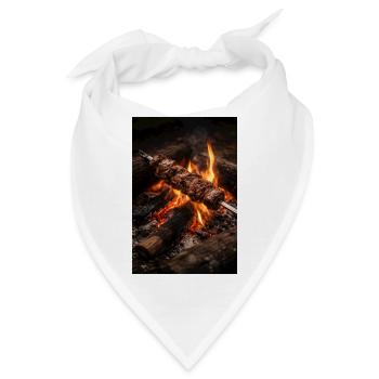 Flammen Spieß am Lagerfeuer - Bandana - Weiß - Vorne