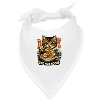 Ramen Nudeln Katzenliebhaber Retro Kawaii Katzen - Bandana - Weiß - Vorne