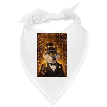 Eleganter Wolf am Abend - Bandana - Weiß - Vorne