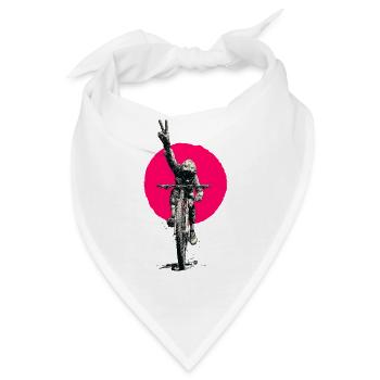 Motocross Peacezeichen Neon Rosa - Bandana - Weiß - Vorne