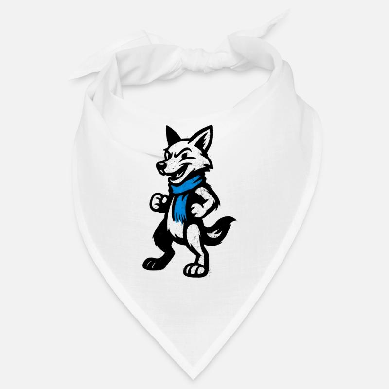Wolfsheld mit blauem Schal Bandana