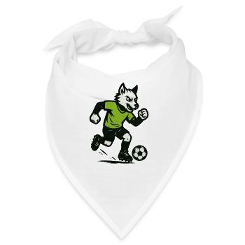 Grüner Wolf Fußballdribbler - Bandana - Weiß - Vorne