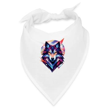 Bunter Wolf im modernen Geometrie Stil - Bandana - Weiß - Vorne