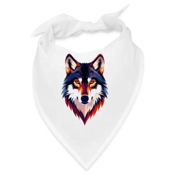 Farbiger Wolfkopf Wolfsblick Wolf Kopf Motiv - Bandana - Weiß - Vorne