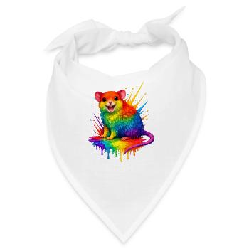 Regenbogen-Maus im Farbspritzer - Bandana - Weiß - Vorne