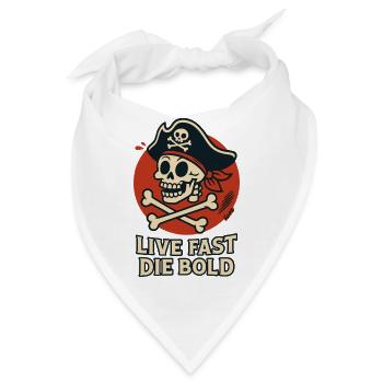 Schädelpirat Lebe Schnell–Sei Kühn - Bandana - Weiß - Vorne
