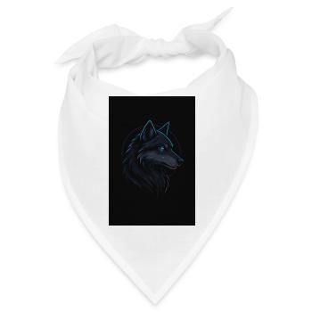 Schwarzer Wolf neonblau - Bandana - Weiß - Vorne