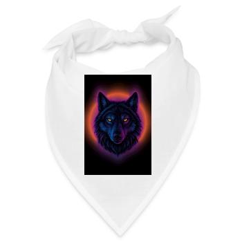Neon Wolf auf Orange Circle - Bandana - Weiß - Vorne