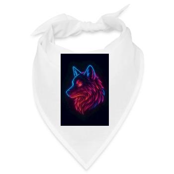 Regenbogen-Neon-Wolf - Bandana - Weiß - Vorne