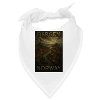 Bergen Norwegen – Steampunk Reiseposter Fjord - Bandana - Weiß - Vorne