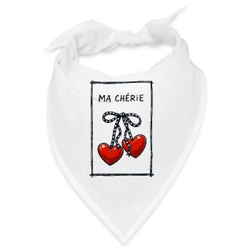Ma Chérie – Süße Herz Kirschen Illustration - Bandana - Weiß - Vorne