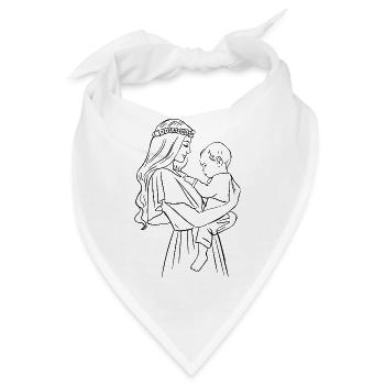 Mutter und Sohn – Schwarze Schablone - Bandana - Weiß - Vorne