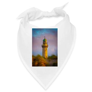 Leuchtturm in Warnemünde im Sonnenuntergang - Bandana - Weiß - Vorne