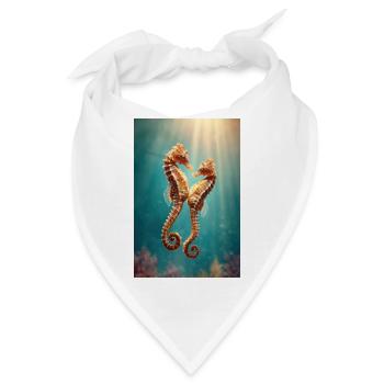 Zwillingsseepferdchen sonnenbeschienen unter Wasser - Bandana - Weiß - Vorne