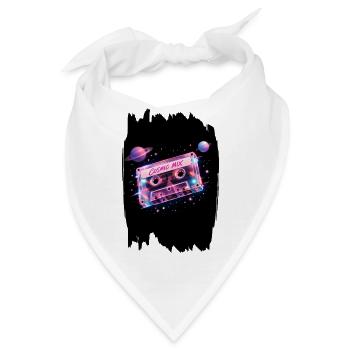 Cosmic Mix Tape Retro 80er Weltraumkassette - Bandana - Weiß - Vorne