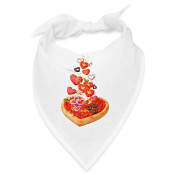 Pizza in Herzform mit Salami Illustration - Bandana - Weiß - Vorne