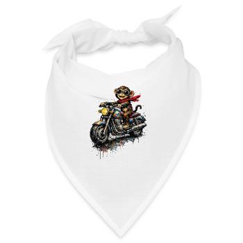 Affe auf Motorrad Farbenexplosion - Bandana - Weiß - Vorne