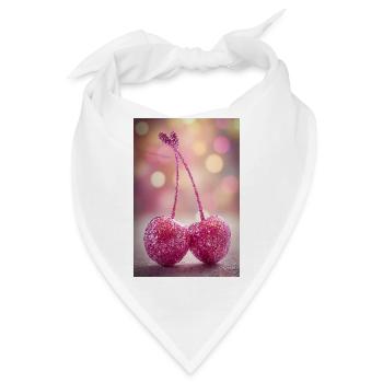 Pink Glitter Cherries Duo - Bandana - Weiß - Vorne