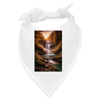 Wasserfall in der Abendsonne - Bandana - Weiß - Vorne