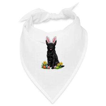 Osterhund mit Hasenohren und Ostereiern - Bandana - Weiß - Vorne