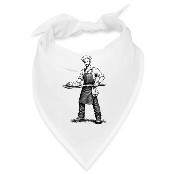 Bäcker Vintage Illustration Schwarzweiß - Bandana - Weiß - Vorne