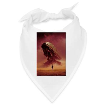 Einsamer Pilot steht Wüsten-Mech gegenüber. - Bandana - Weiß - Vorne