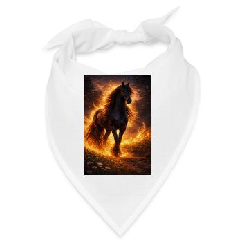 Feuerpferd im Flammensturm - Bandana - Weiß - Vorne