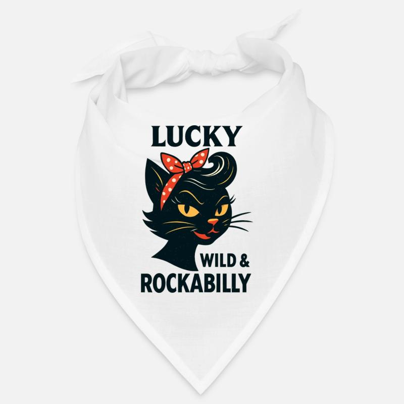 Lucky, Wild & Rockabilly: Black Retro Cat Bandana