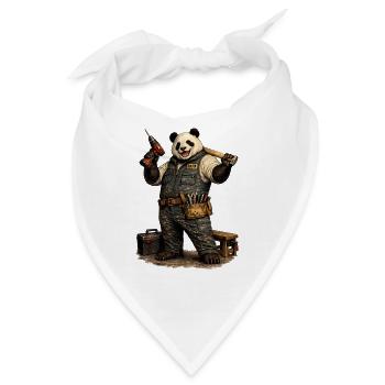 Handwerker Papa Panda Akkuschrauber lustig - Bandana - Weiß - Vorne