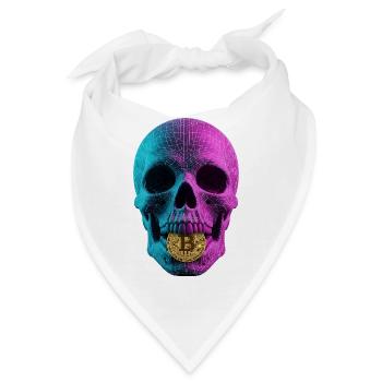 Bitcoin Skull Wireframe Design Cyan Magenta - Bandana - Weiß - Vorne