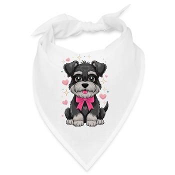  Niedlicher Hund Mit Rosa Schleife Und Herzen - Bandana - Weiß - Vorne