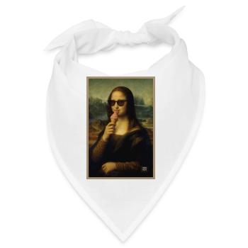 Mona Lisa leckt Eiscreme - Bandana - Weiß - Vorne