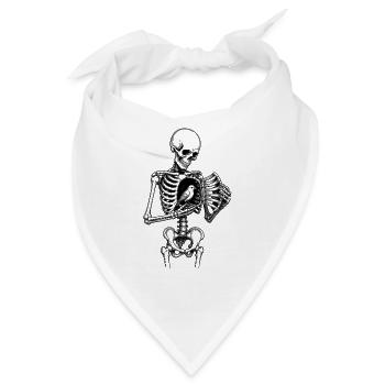 Skelett mit Vogel im Brustkorb Motiv - Bandana - Weiß - Vorne
