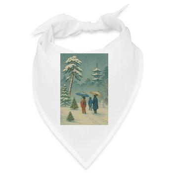 Japanische Weihnacht im Ukiyo-e Winterstil - Bandana - Weiß - Vorne